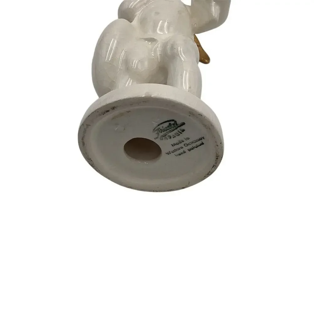 Vintage Angel Figurine with Gold Trim Wings 5.5” Multicolor‎